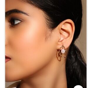 ASOS Elegant Gold and Pearl Hoop Earrings